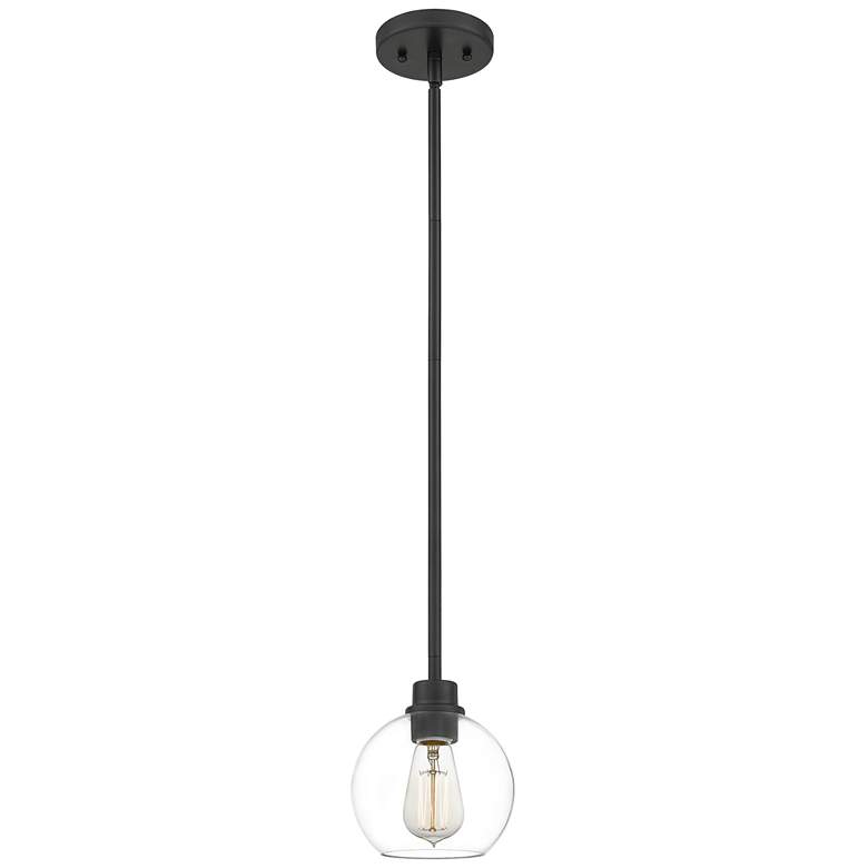 Quoizel Pruitt 6.5" Wide Matte Black Clear Glass Mini Pendant