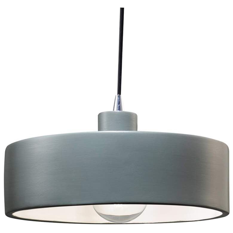 Radiance Collection - Dish Ceramic Pendant - Chrome - Green - Black Cord