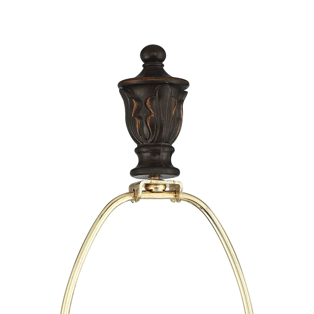 raditional Table Lamps 29.25" Tall Set of 2 Leafwork Bronze Vase Light Tan Cut Corner Rectangular Shade