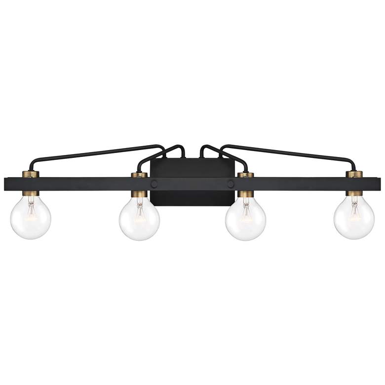 Ravella 33 1/4" Wide Black and Brass 4-Light Modern Vanity Bath Light