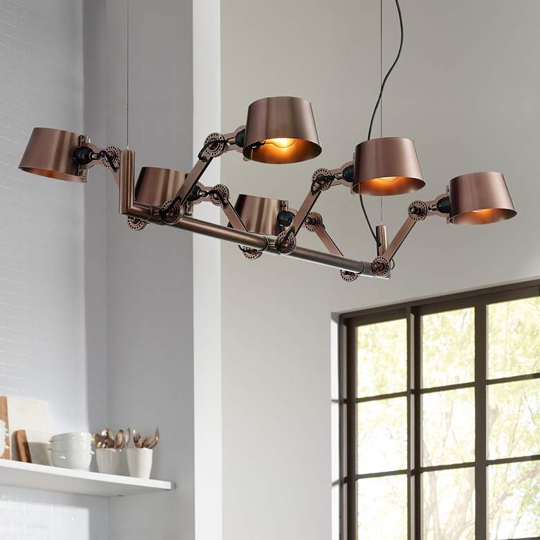 Ravi 39 1/2" Wide Bronze Adjustable 6-Light Island Pendant