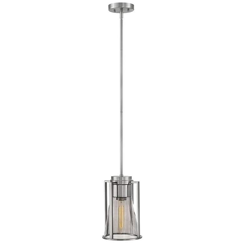 Refinery 7 3/4" Wide Nickel with Gray Shade Mini Pendant