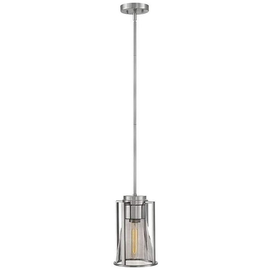 Refinery 7 3/4" Wide Nickel with Gray Shade Mini Pendant