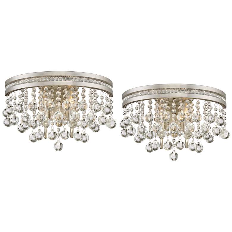 Regina Brushed Nickel 9 1/2"H 2-Light Crystal Wall Sconce Set of 2