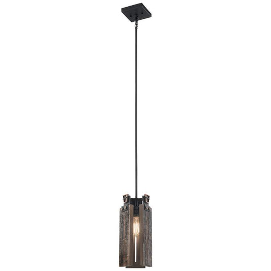 Ridgewood 14" 1 Lt Pendant Black/Wood