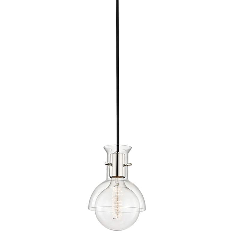 Riley 6 1/4"W Polished Nickel Mini Pendant w/ Clear Glass