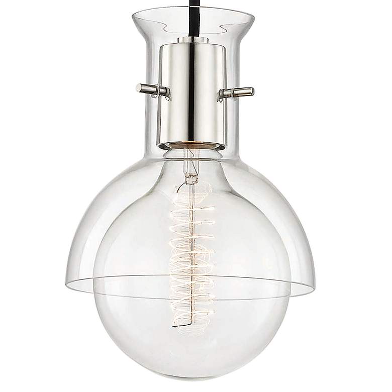 Riley 6 1/4"W Polished Nickel Mini Pendant w/ Clear Glass