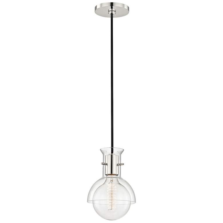 Riley 6 1/4"W Polished Nickel Mini Pendant w/ Clear Glass