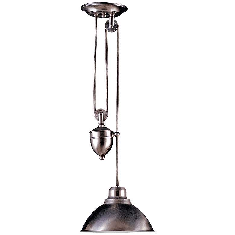Rise and Fall Satin Nickel Finish Adjustable Height Pendant