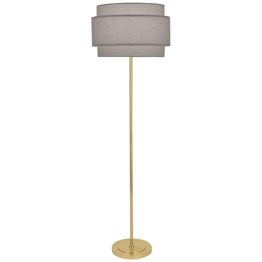 Robert Abbey Decker Brass Floor Lamp with Smoke Gray Shade