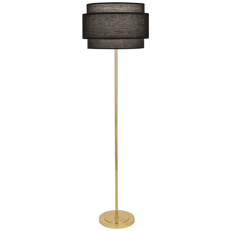 Robert Abbey Decker Floor Lamp 62.5" brass w/black shade