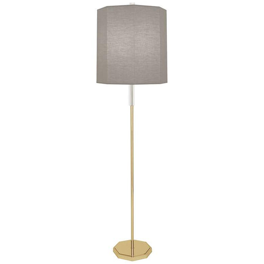 Robert Abbey Kate Brass Metal Floor Lamp w/ Smoke Gray Shade