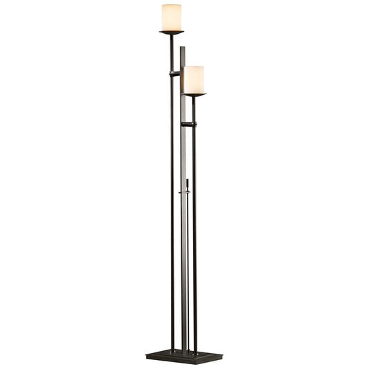 Rook Twin Floor Lamp - Dark Smoke Finish - Opal Glass