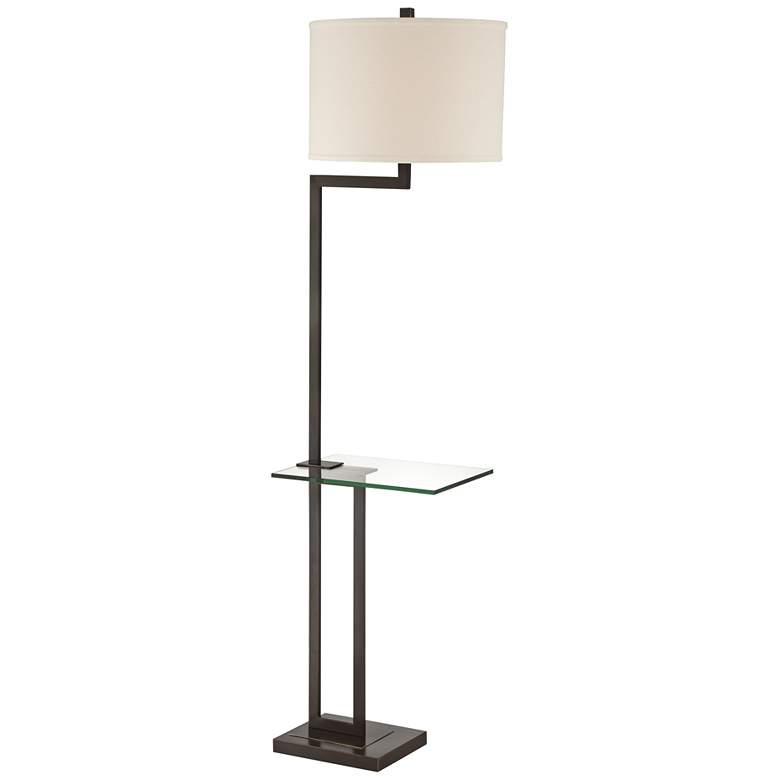 Rudko Bronze Floor Table Lamp with Glass Tray Table