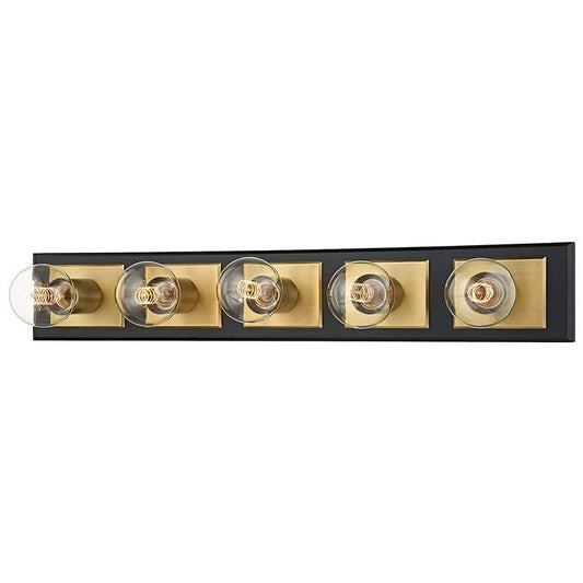 Runyan 28 3/4"W Soft Black Patina 5-Light Bath Light