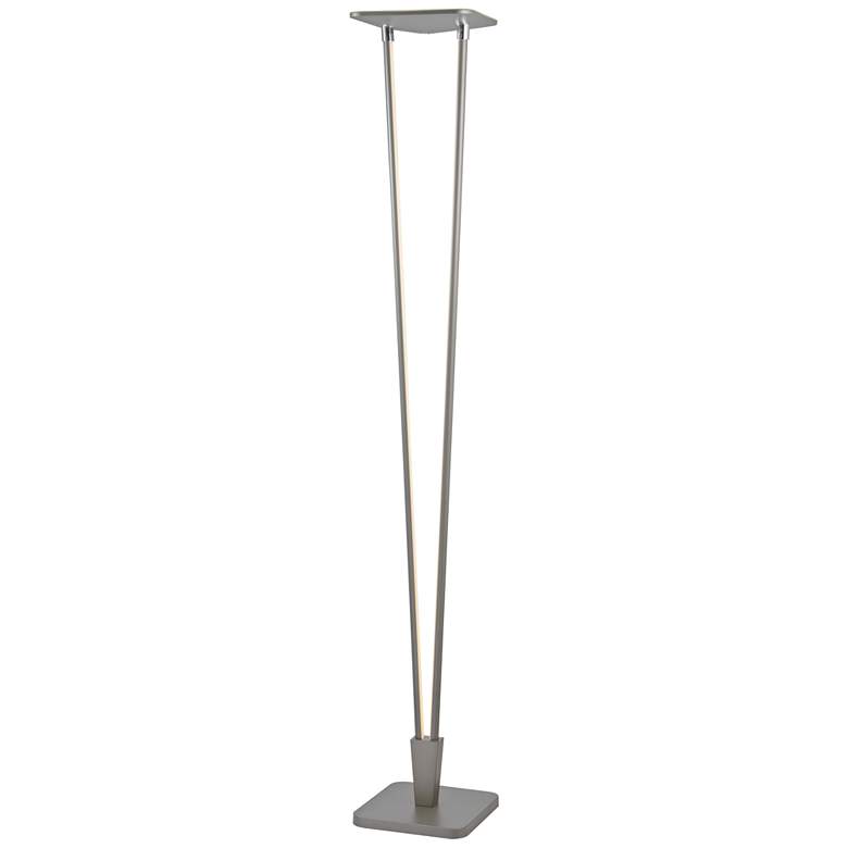 Russo Silver LED Torchiere Floor Lamp with Night Light