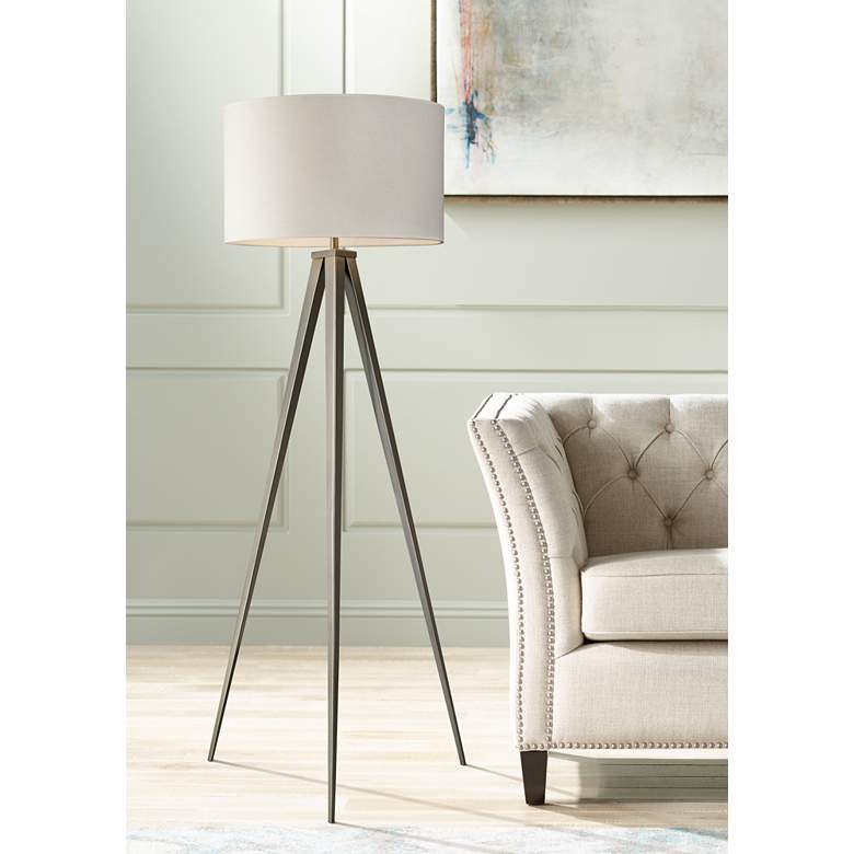 Salford 61" High Satin Nickel Tripod Floor Lamp