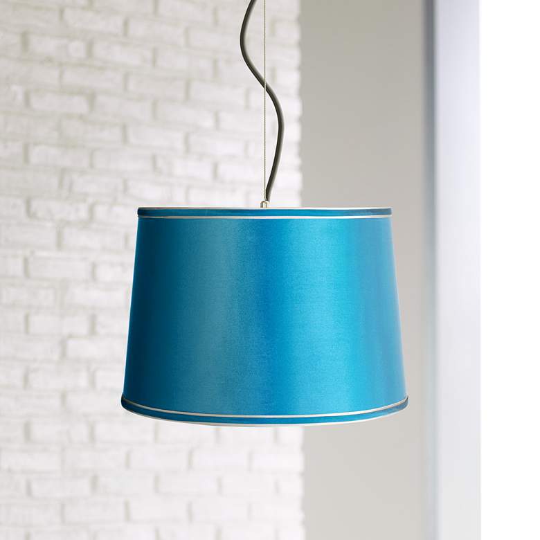 Satin Turquoise Shade 16" Wide Pendant Light