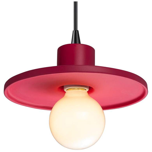 Saucer Pendant - Cerise - Black Cord
