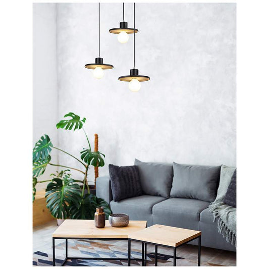 Saucer Pendant - MB Gold - BN-Black Cord