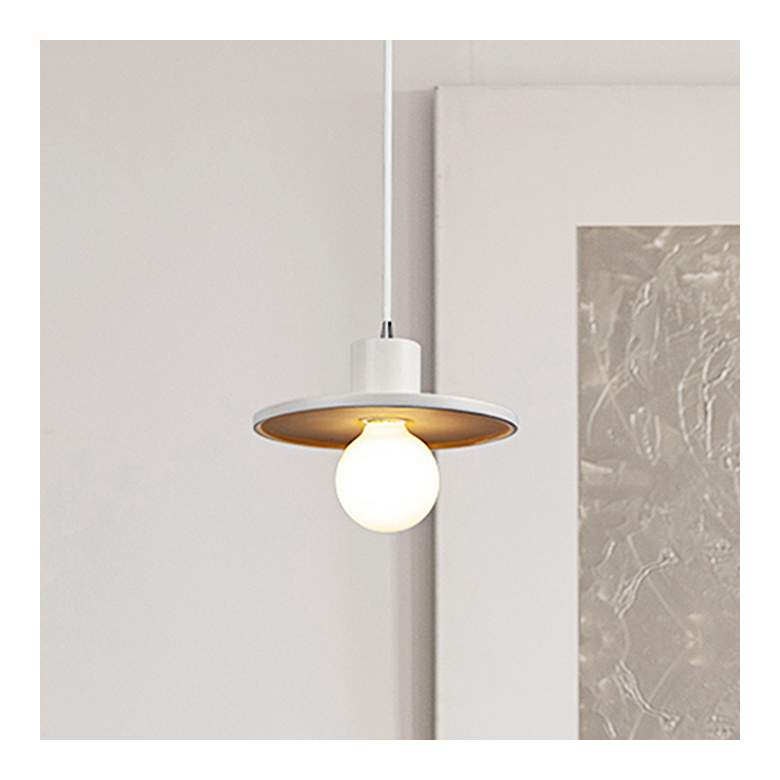 Saucer Pendant - MW Gold - BN-White Cord