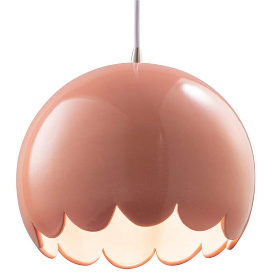 Scallop 9" Wide Gloss Blush Ceramic LED Mini Pendant Light