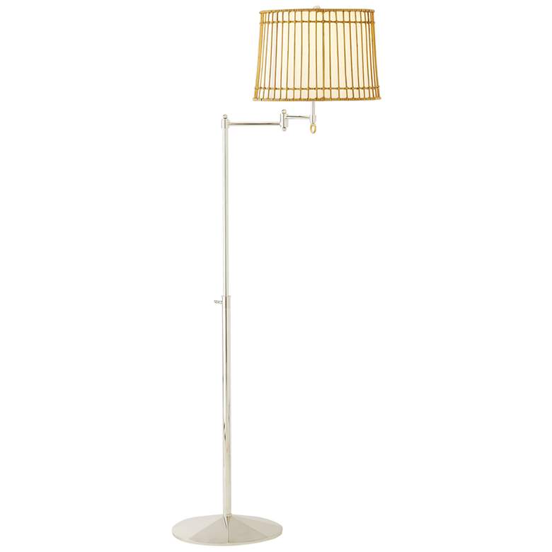 Sea Island Polished Nickel Natural Rattan Swivel Floor Lamp