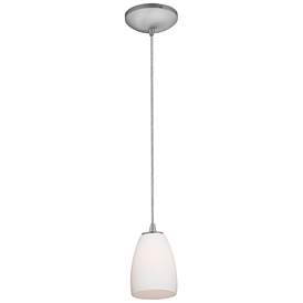 Sherry - E26 LED Cord Pendant - Brushed Steel Finish, Amber Glass Shade