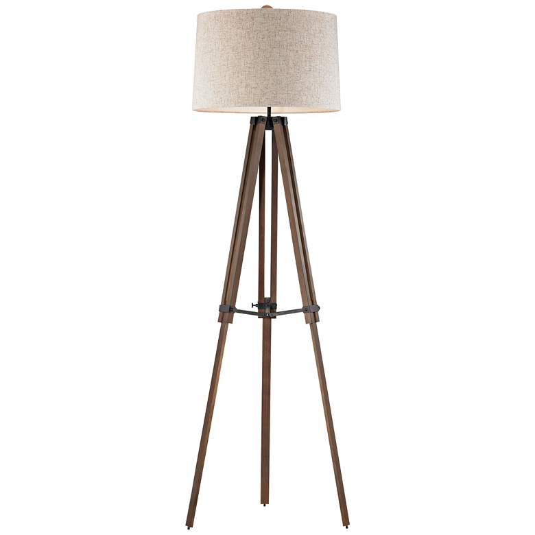 Silvi Wooden Brace Tripod Floor Lamp