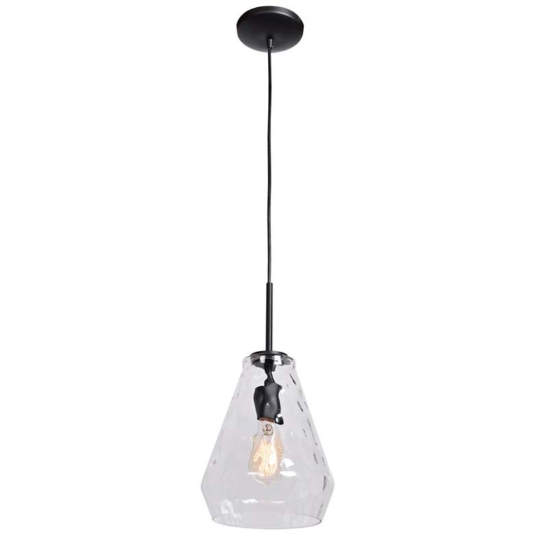 Simplicite 9" Wide Black and Glass LED Mini Pendant