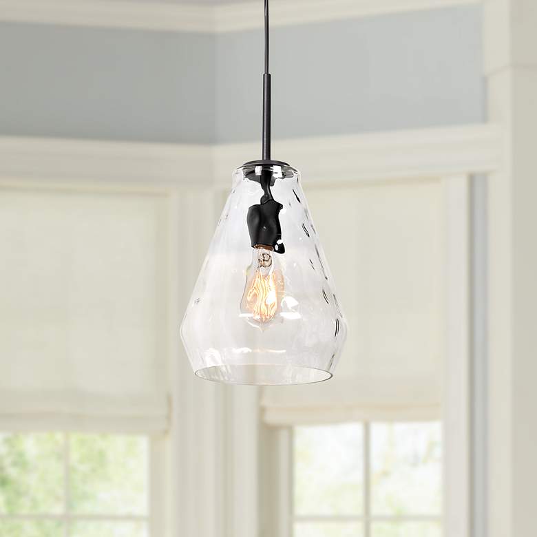 Simplicite 9" Wide Black and Glass LED Mini Pendant