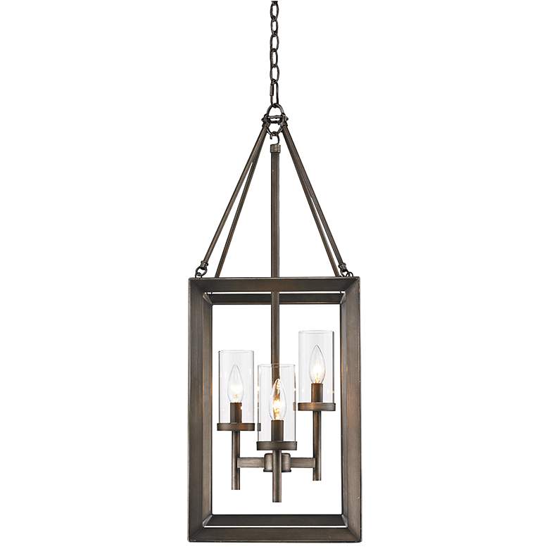 Smyth 12" Wide Gunmetal Bronze Cage Pendant