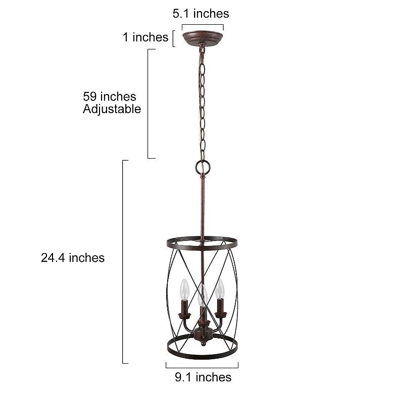 Sprin 9" Wide Rustic Iron 3-Light Mini Pendant