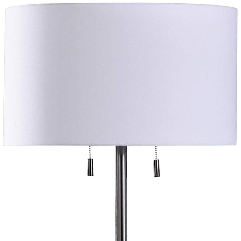Starr Black Floor Lamp with 2-Tier Swivel Tables and USB Ports
