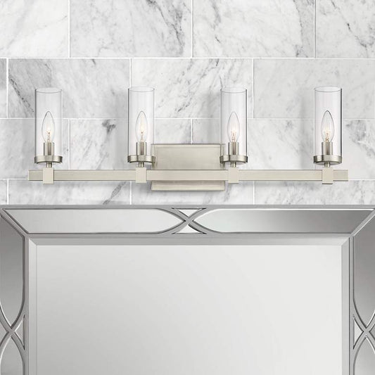 Stiffel Aron 29 3/4" Wide Brushed Nickel 4-Light Bath Light