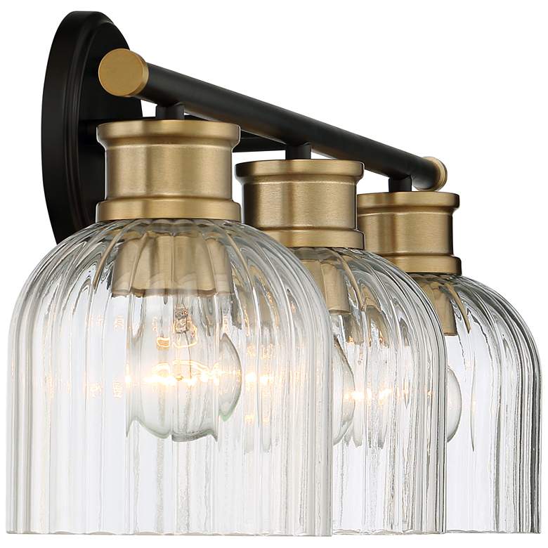 Stiffel Lana 23" Wide Black and Warm Brass 3-Light Bath Light