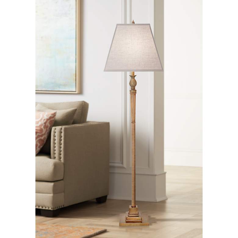 Stiffel Meadowbrook Polished Honey Brass Floor Lamp