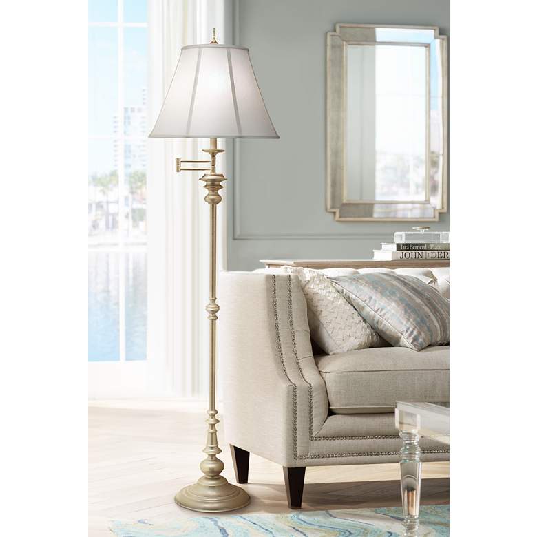 Stiffel Milano Silver Swing Arm Floor Lamp