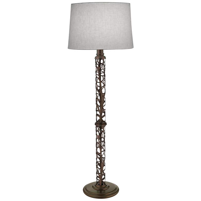 Stiffel Oxidized Bronze Metal Column Floor Lamp