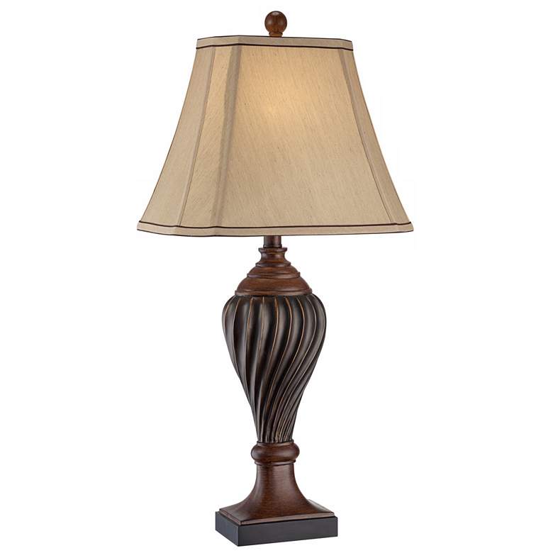 Carved Two-Tone Brown Table Lamp by Regency Hill