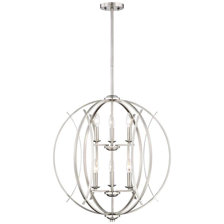 Possini Euro Spherical 24"W Brushed 6-Light Pendant