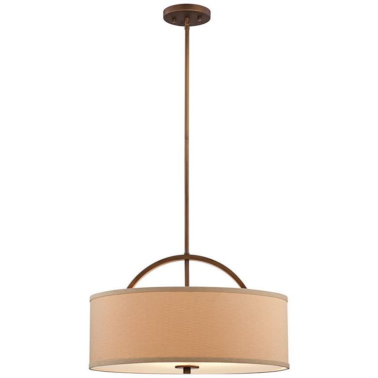 Halsted 20" Wide Linen Shade and Brushed Pendant Light