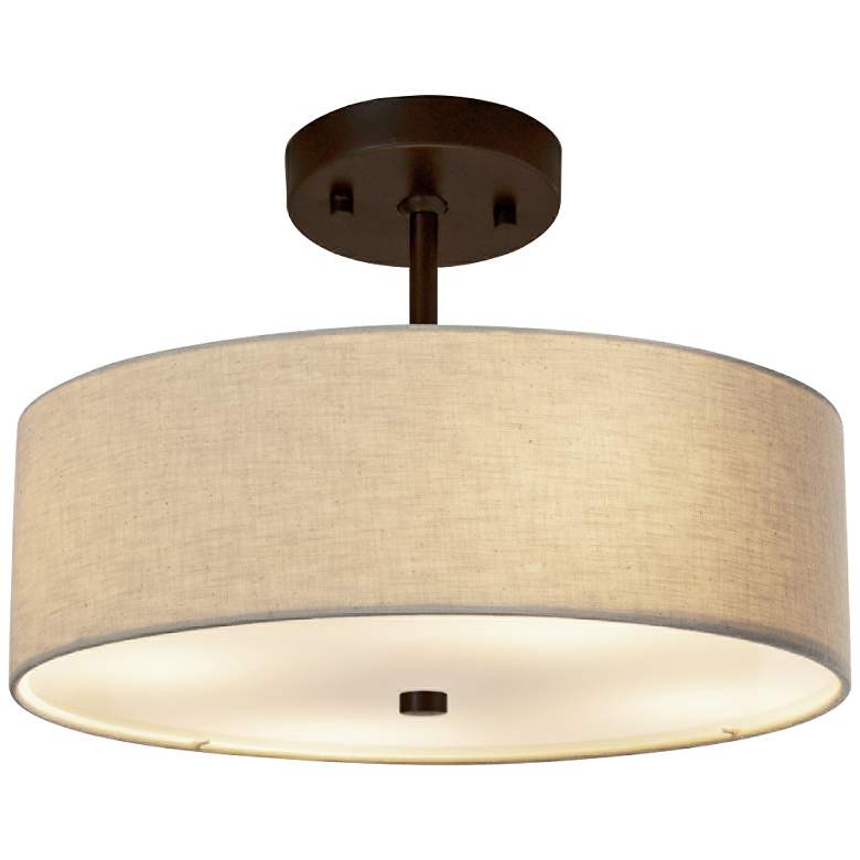 Textile™ Classic 14"W Bronze Cream Drum Pendant Light