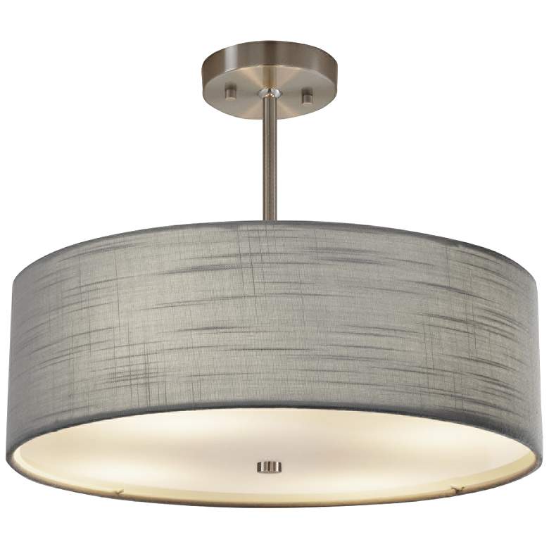 Textile™ Classic 18"W Nickel Gray Drum Pendant Light