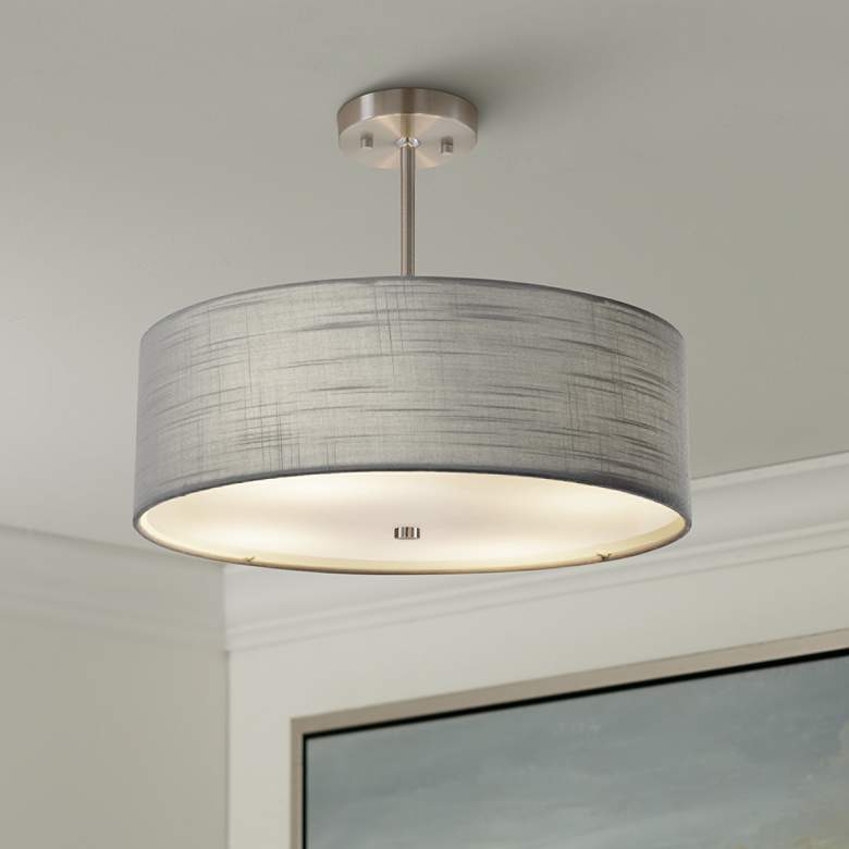 Textile™ Classic 18"W Nickel Gray Drum Pendant Light