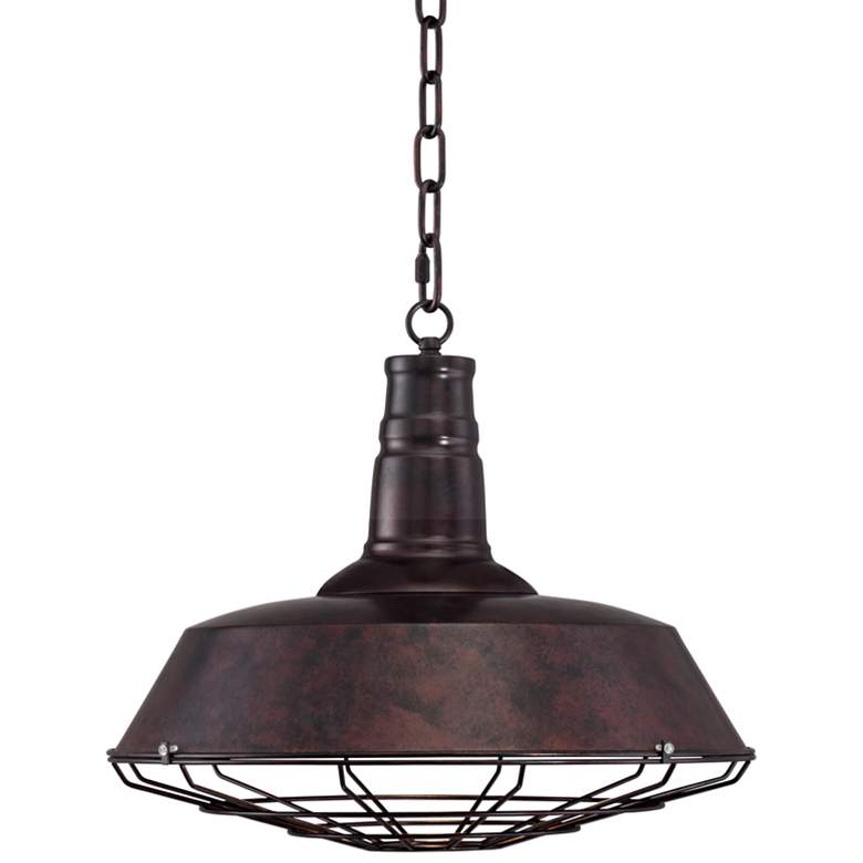 Tiedra Bronze 18 1/4" Wide Industrial Cage Pendant Light