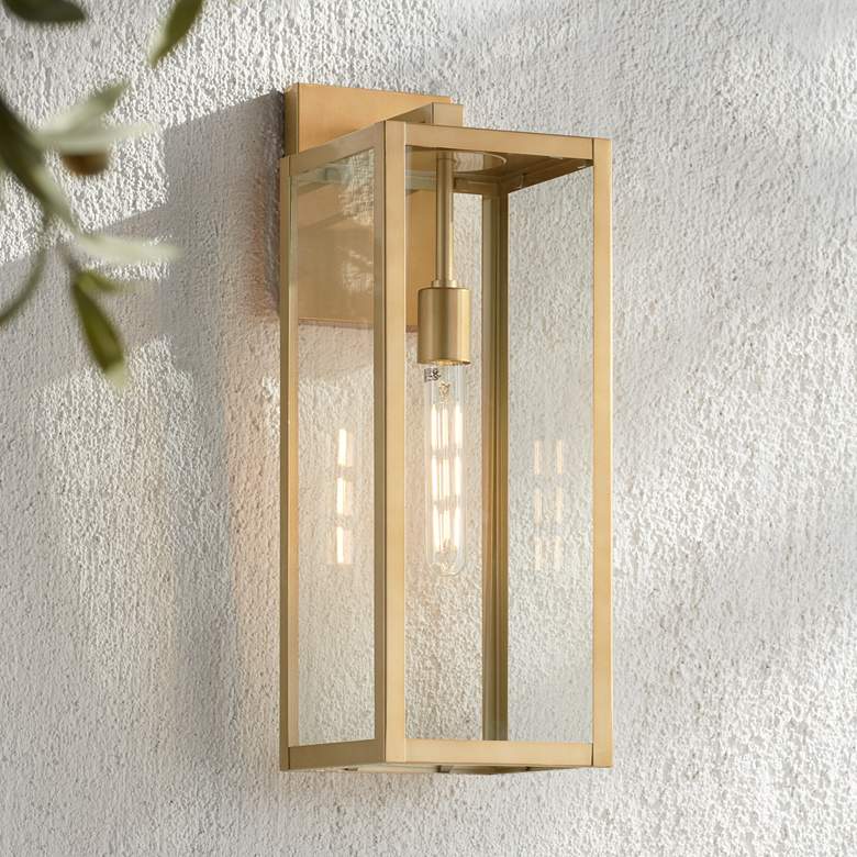 Titan 20 1/4" High Soft Gold Clear Glass Outdoor Wall Light
