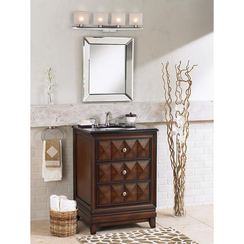 Possini Euro Linen Glass 32" Wide Brushed Bath Light