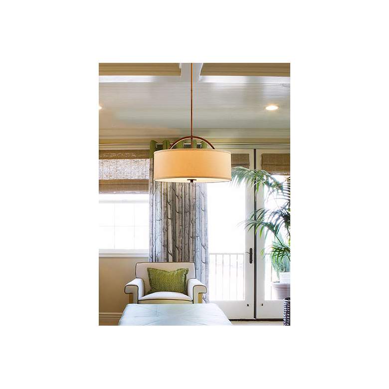 Halsted 20" Wide Linen Shade and Brushed Pendant Light