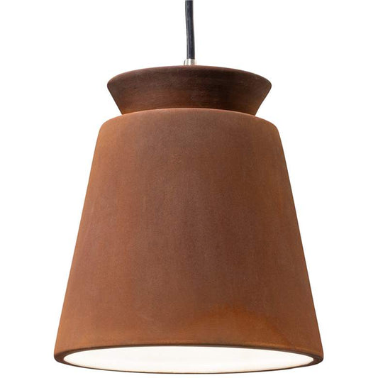 Trapezoid 7 3/4" Wide Real Rust Ceramic LED Mini Pendant Light